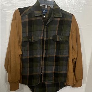 Plaid Button Down Shirt with Tan Sleeves